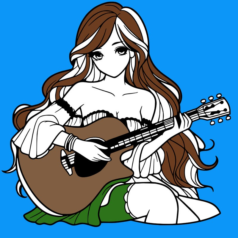 beautiful girl playing the guitar