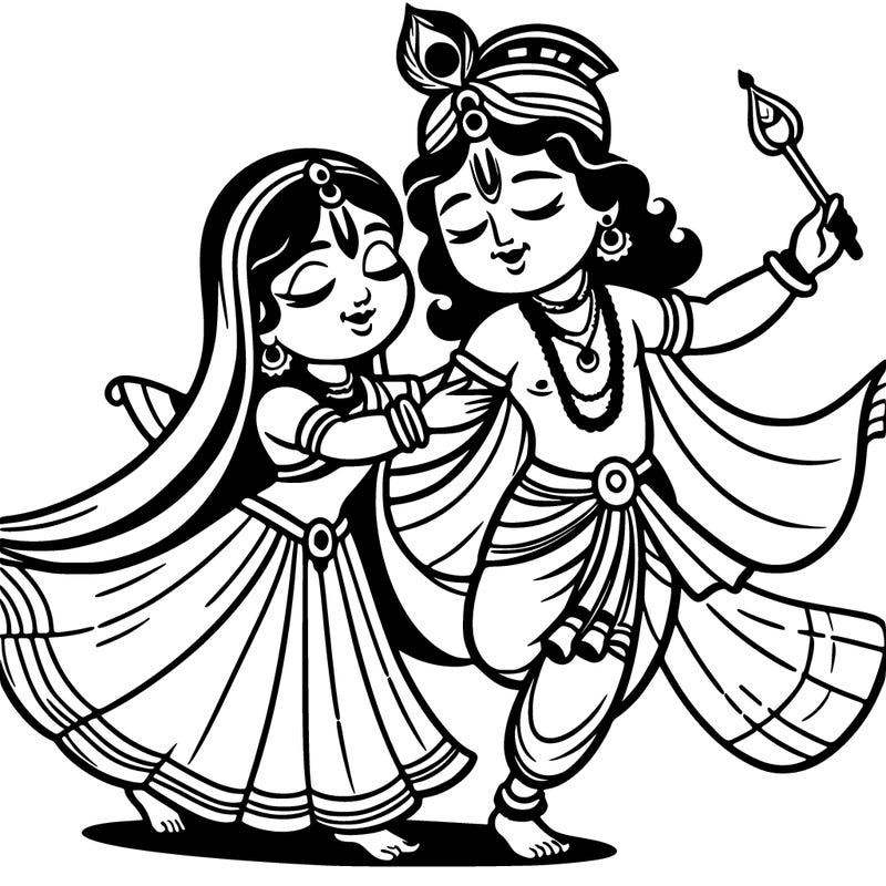 radha is dancing with krishna