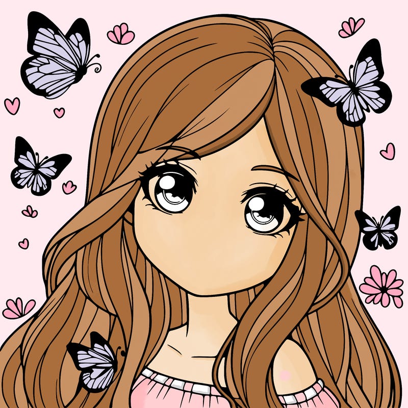 realistic girl with butterflies around her