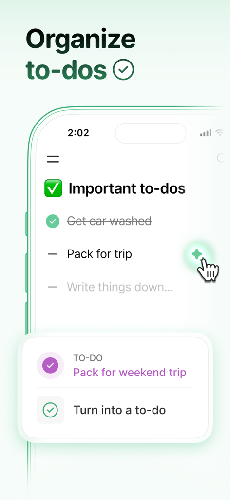 Twos: Get Things Off Your Mind - Twos app interface showing a minimalist to-do list with a feature to turn notes into tasks.