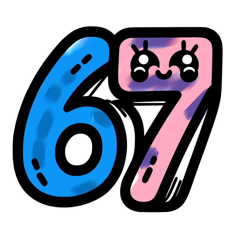 the numbers 67