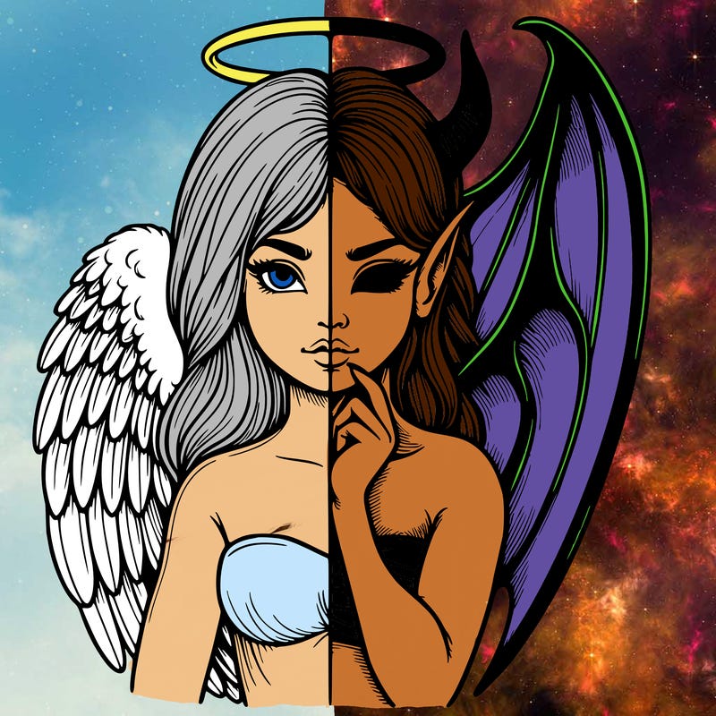 realistic angel half demon