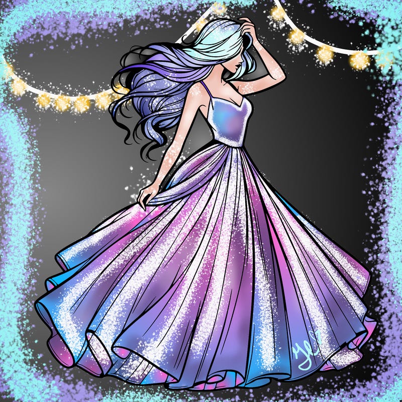 realistic woman with dress flowing in the wind