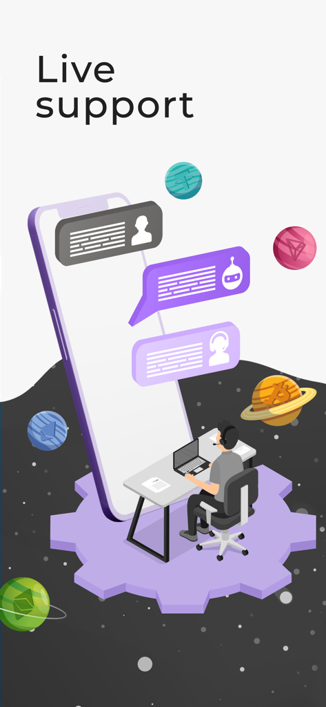 Trustee Wallet bitcoin wallet - Illustration of the live customer support feature for the Trustee crypto wallet app