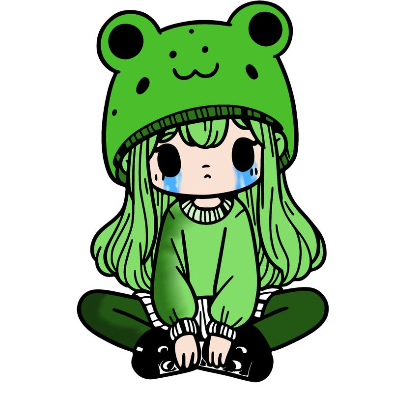 a girl wearing a frog hat and some frog socks