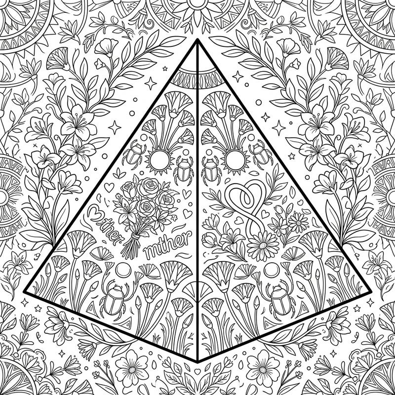 Delight Mom with this unique Mother's Day Pyramidion coloring page, blending ancient mystique with heartfelt floral designs. It's a beautifully intricate activity, perfect for expressing love and creativity.