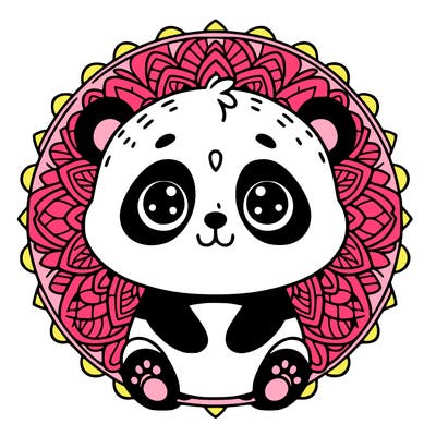 cute baby panda animal mandala