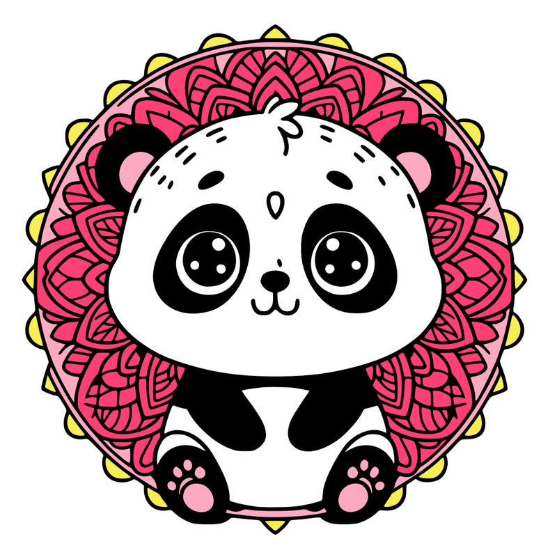 cute baby panda animal mandala