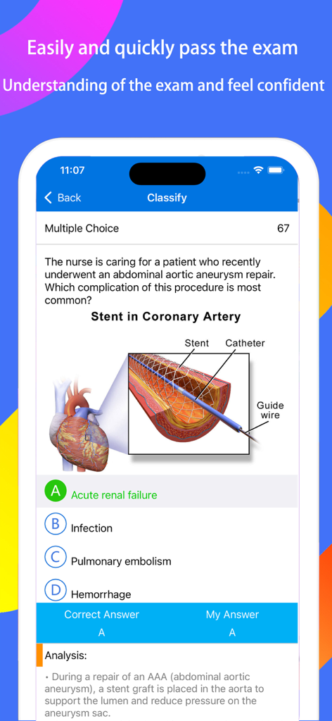 NCLEX RN Exam Expert - NCLEX RN practice question interface with a medical illustration and multiple choice options
