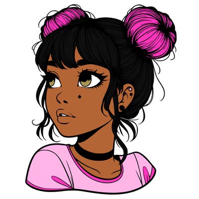 realistic girl with spacebuns
