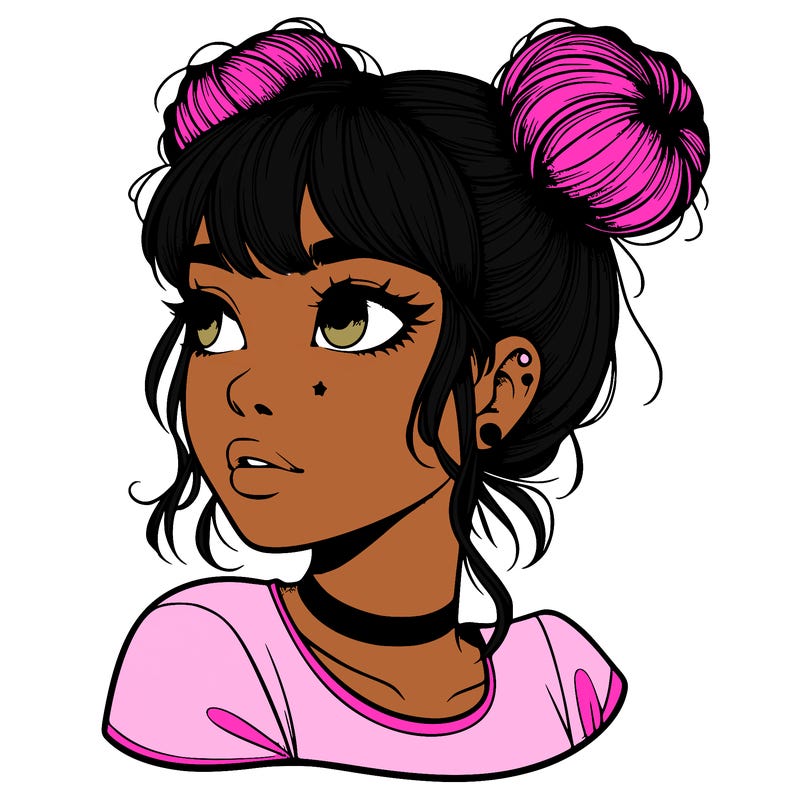 realistic girl with spacebuns