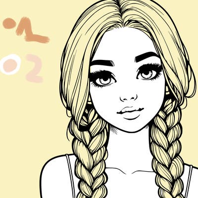 realistic girl with braids