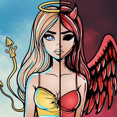 devil vs angel realistic girl