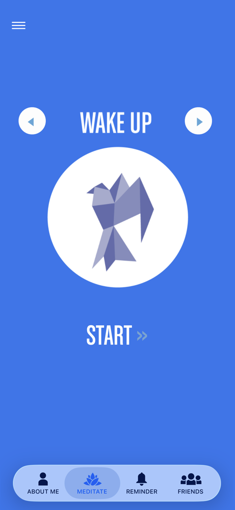 7 Minute Chi - Meditate & Move - 7 Minute Chi app interface displaying the Wake Up meditation start screen