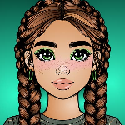 realistic girl with braids