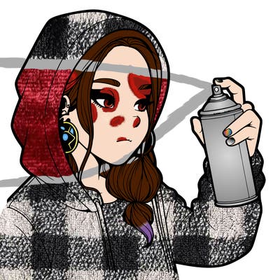 a realistic girl, spray painting