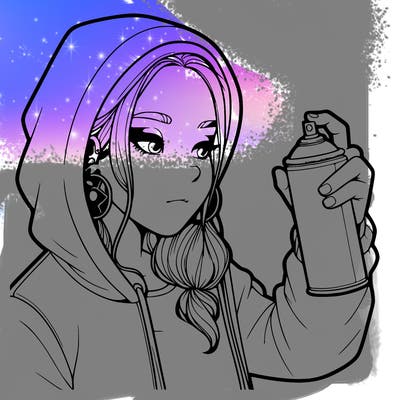 a realistic girl, spray painting