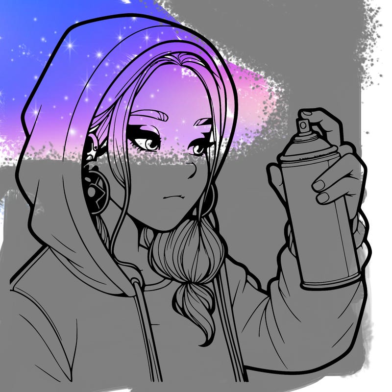 a realistic girl, spray painting