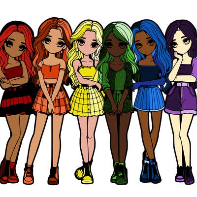 a group of girls realistic