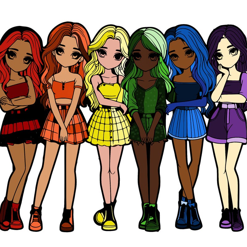 a group of girls realistic