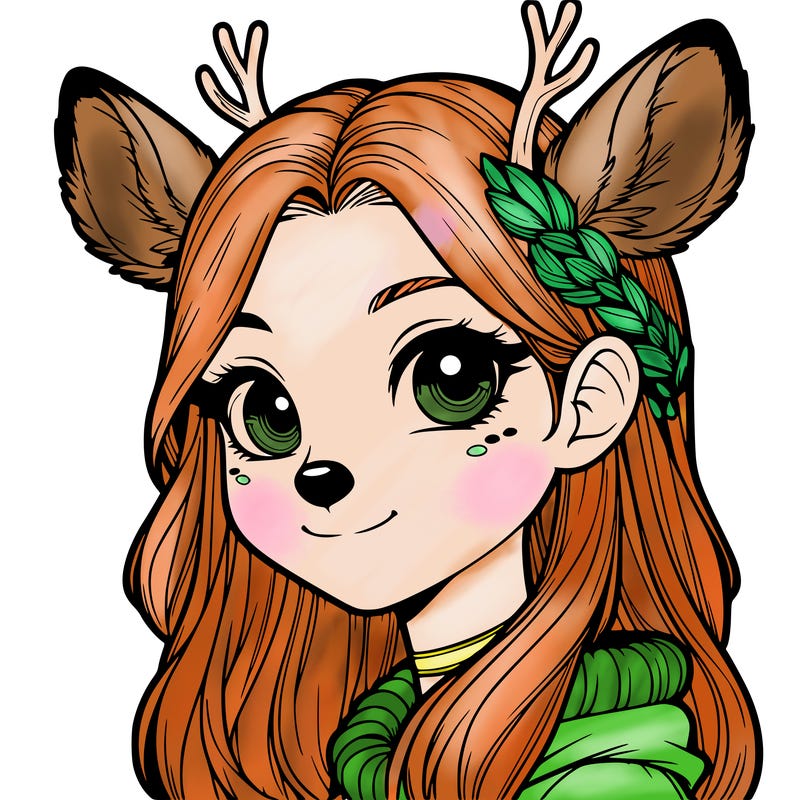 realistic girl with deer face and deer ears