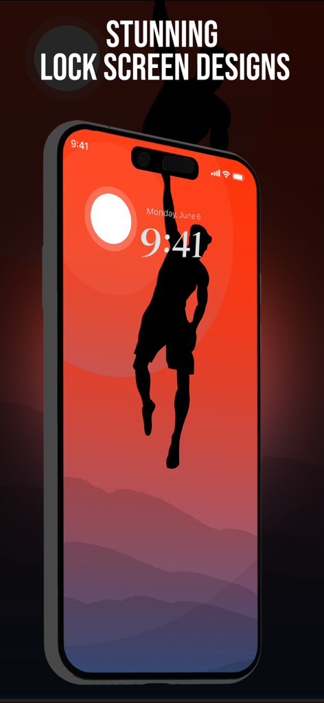 Lock Screen Depth 3D Wallpaper - An iPhone showcasing a 3D depth effect lock screen with a silhouette and mountain landscape