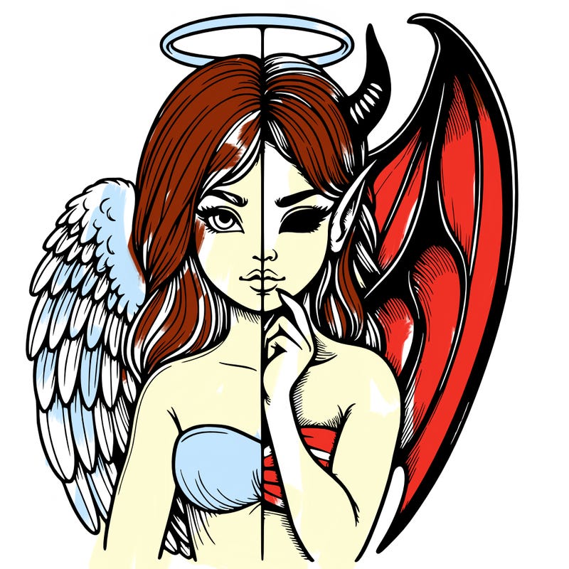 realistic angel half demon