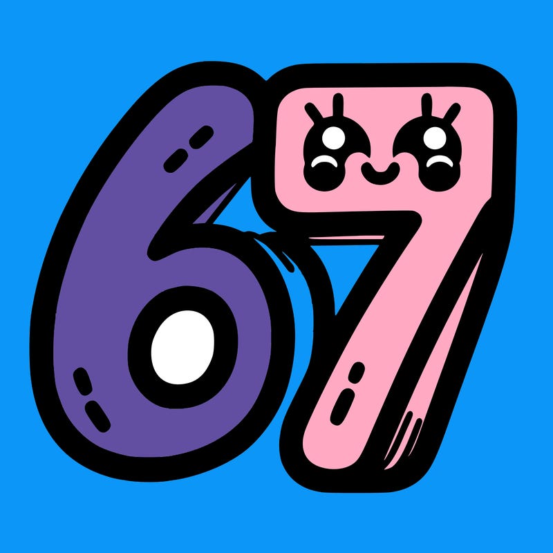 the numbers 67