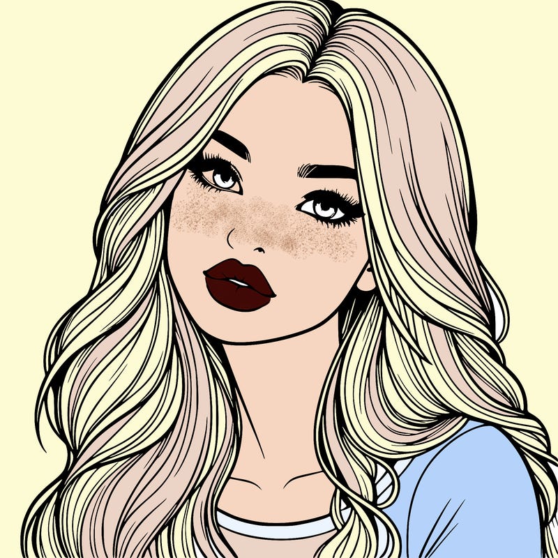 realistic girl with hair on her hair and lips