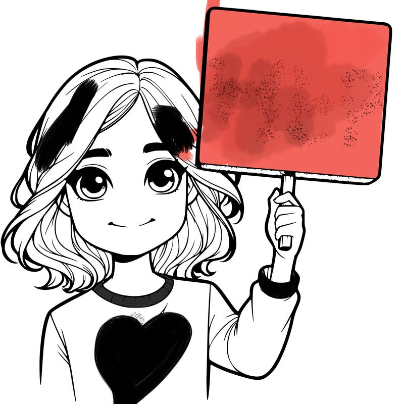 realistic girl holding up a sign