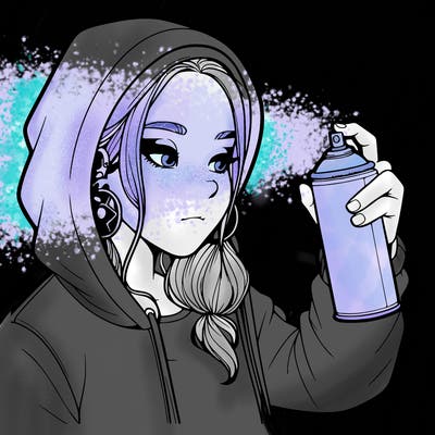 a realistic girl, spray painting