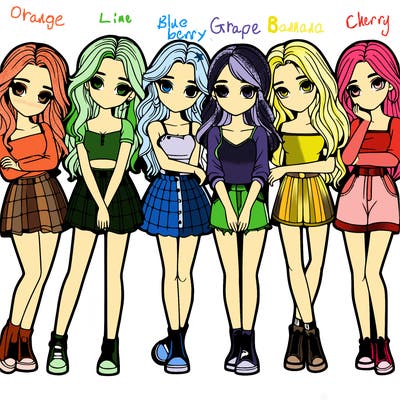 a group of girls realistic