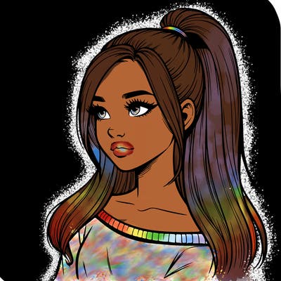 realistic girl with a high ponytail