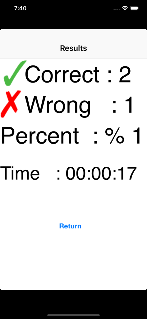 Canada Pre-Solo written exam - A screen displaying the results of a Canada Pre-Solo written exam practice test including correct and wrong answer counts
