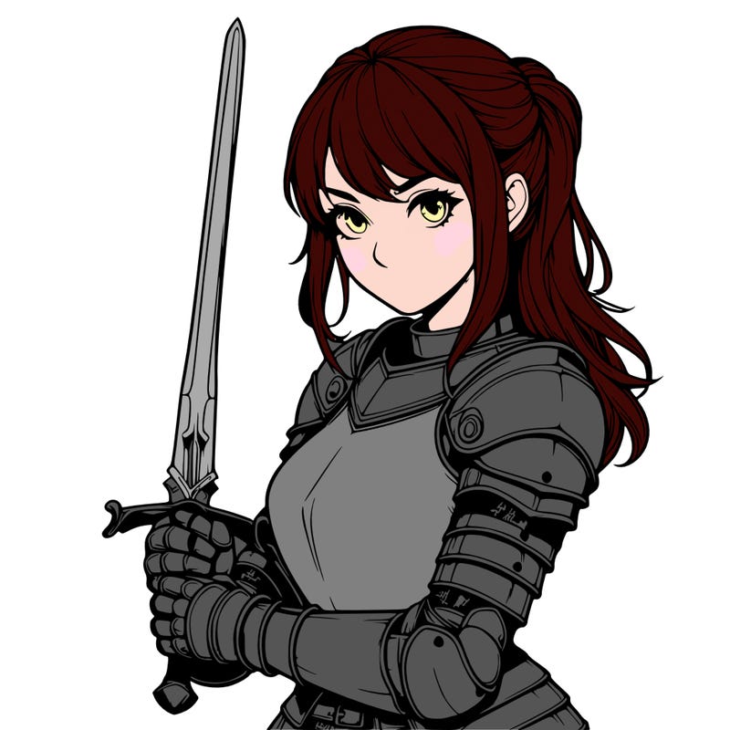 female knight realistic style with a sword