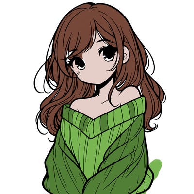 shy pretty girl wearing a sweater that is falling off one shoulder portrait