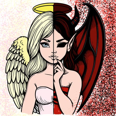 realistic angel half demon