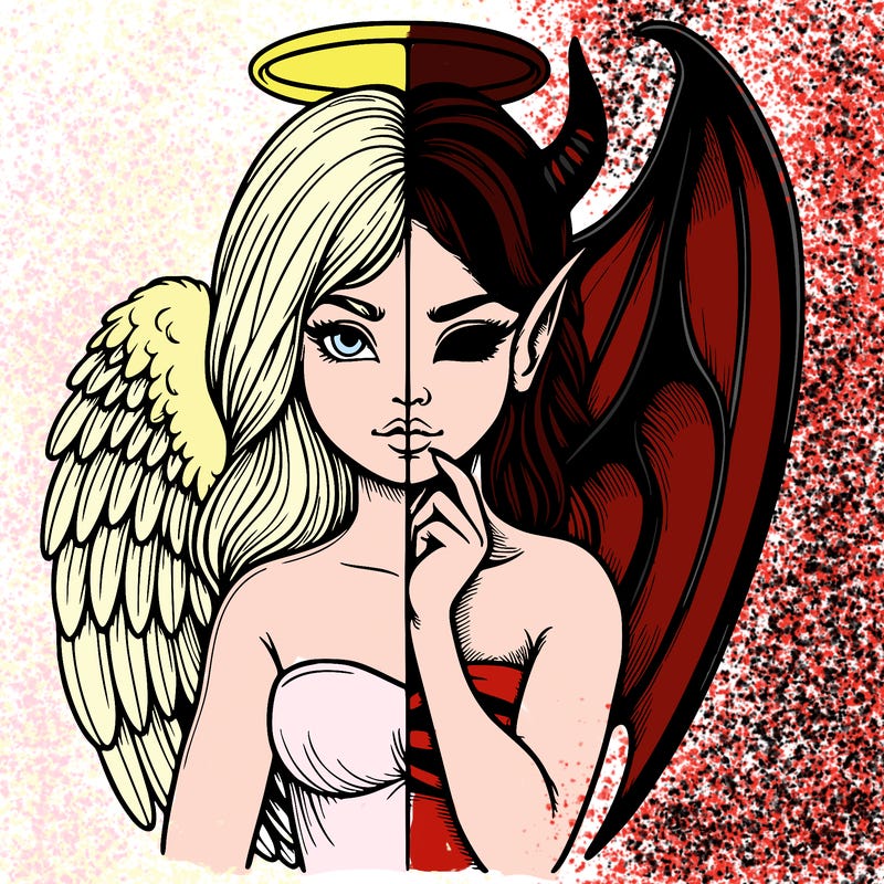 realistic angel half demon