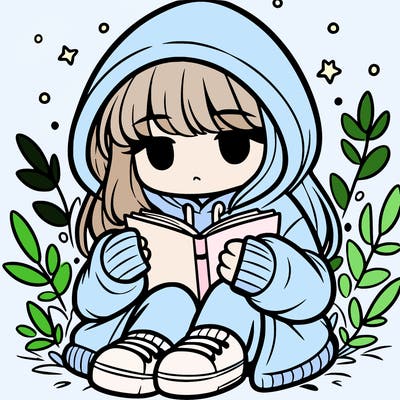 girl in oversized hoodie reading a book