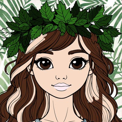 realistic girl with fall leaf crown