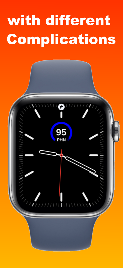 Watch 4 my Phone - Lost Alert - Esfera de Apple Watch mostrando una complicación del nivel de batería del iPhone