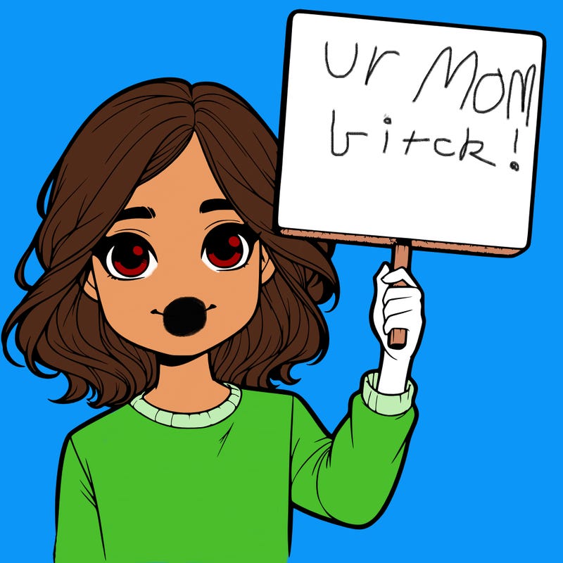 realistic girl holding up a sign