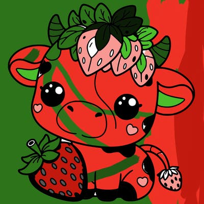 cute strawberry cow