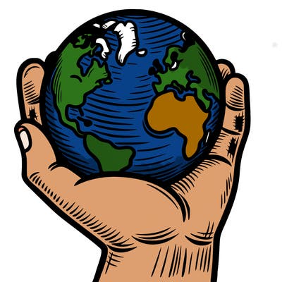 hand holding earth