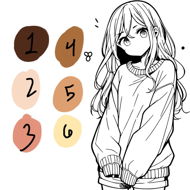 manga teen girl  in a sweater and baggy pants