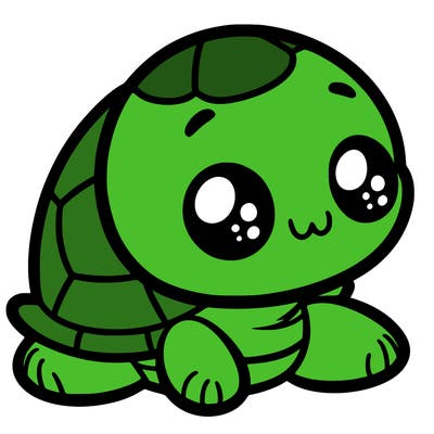 cute little animated turtle