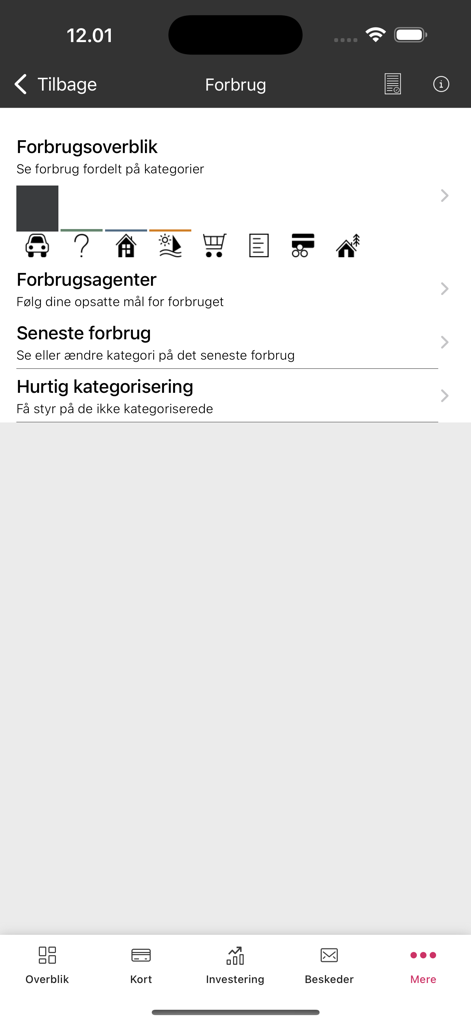 Merkur Privat - Merkur Privat App Ausgabenübersicht mit Symbolen für verschiedene Ausgabenkategorien