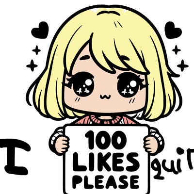 cute girl holding a sign saying 100 likes please