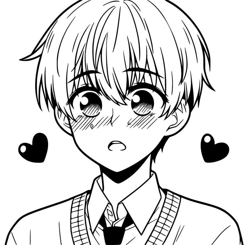 manga boy blushing