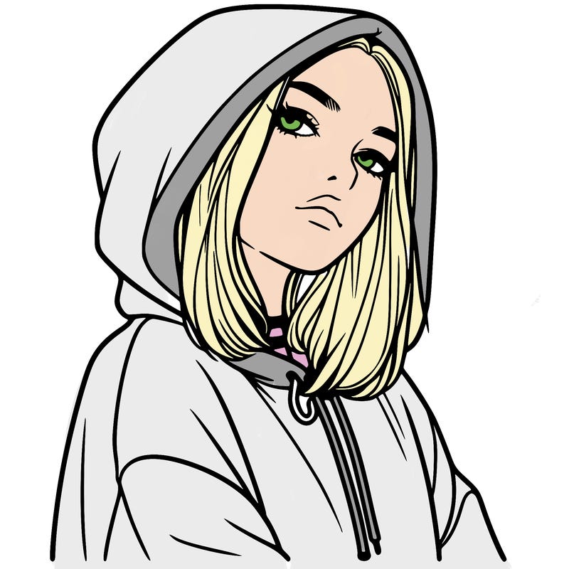 a realistic girl in a hoodie